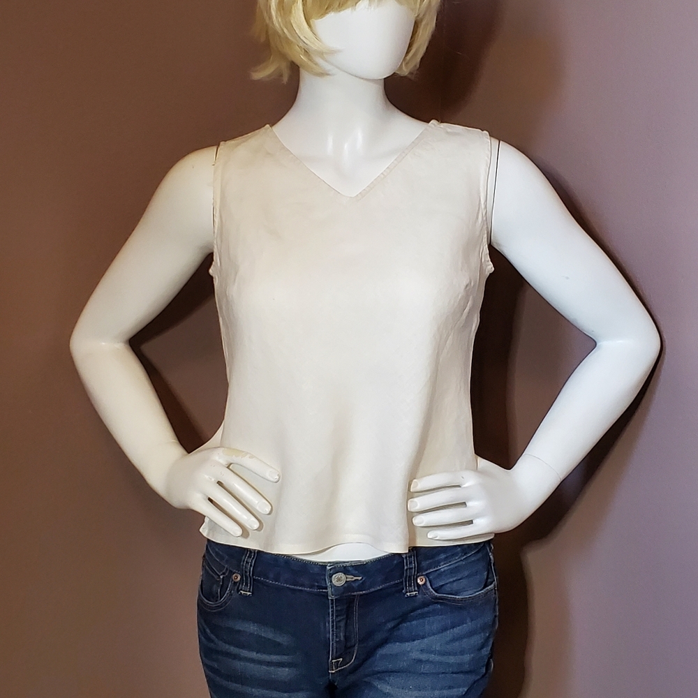 AMANDA SMITH Petite white linen tank top 10P